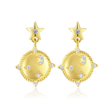 Fashion Shining Star and Moon Cubic Zirconia Earring for Women